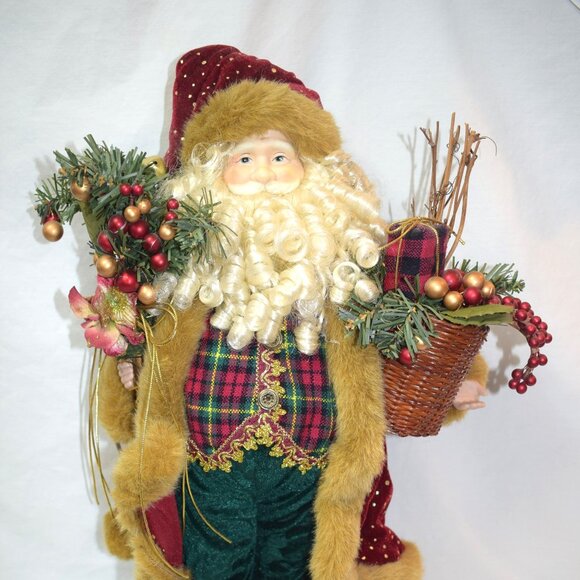 Vtg Home Interiors Santa With Staff and Gift Basket 20 Inches Tall - Picture 1 of 9
